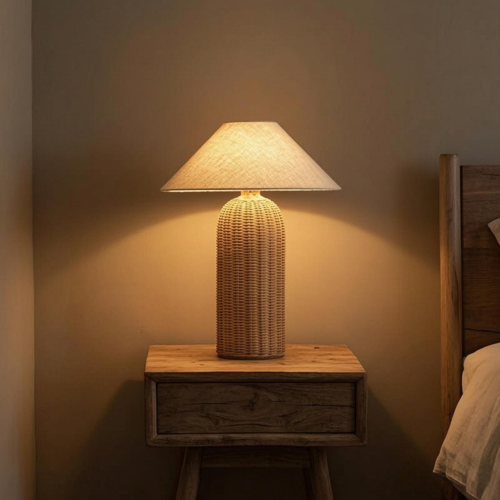 Lighting Decor Bedroom - Yatak Başı Lambası Rattan Tabanlı Kumaş
