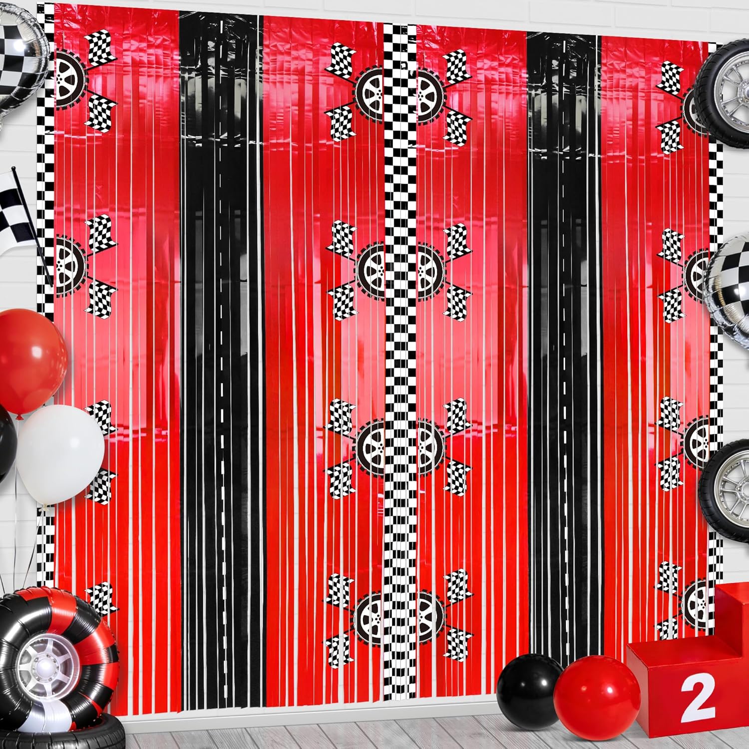 Lighting Mcqueen Decor - 2 adet yarış arabası folyo saçak