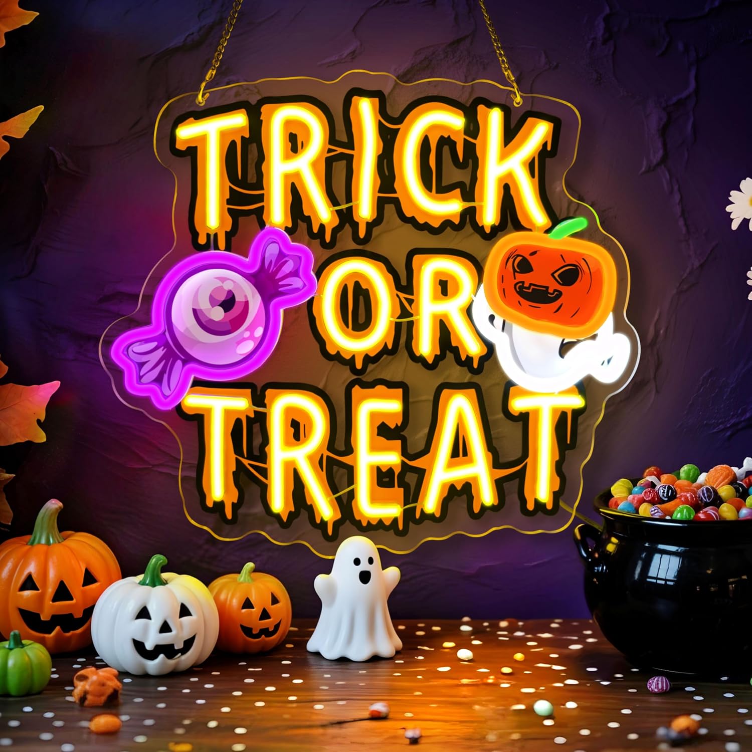 Home Decor Lighting Tricks - Trick Or Treat LED Neon Tabela