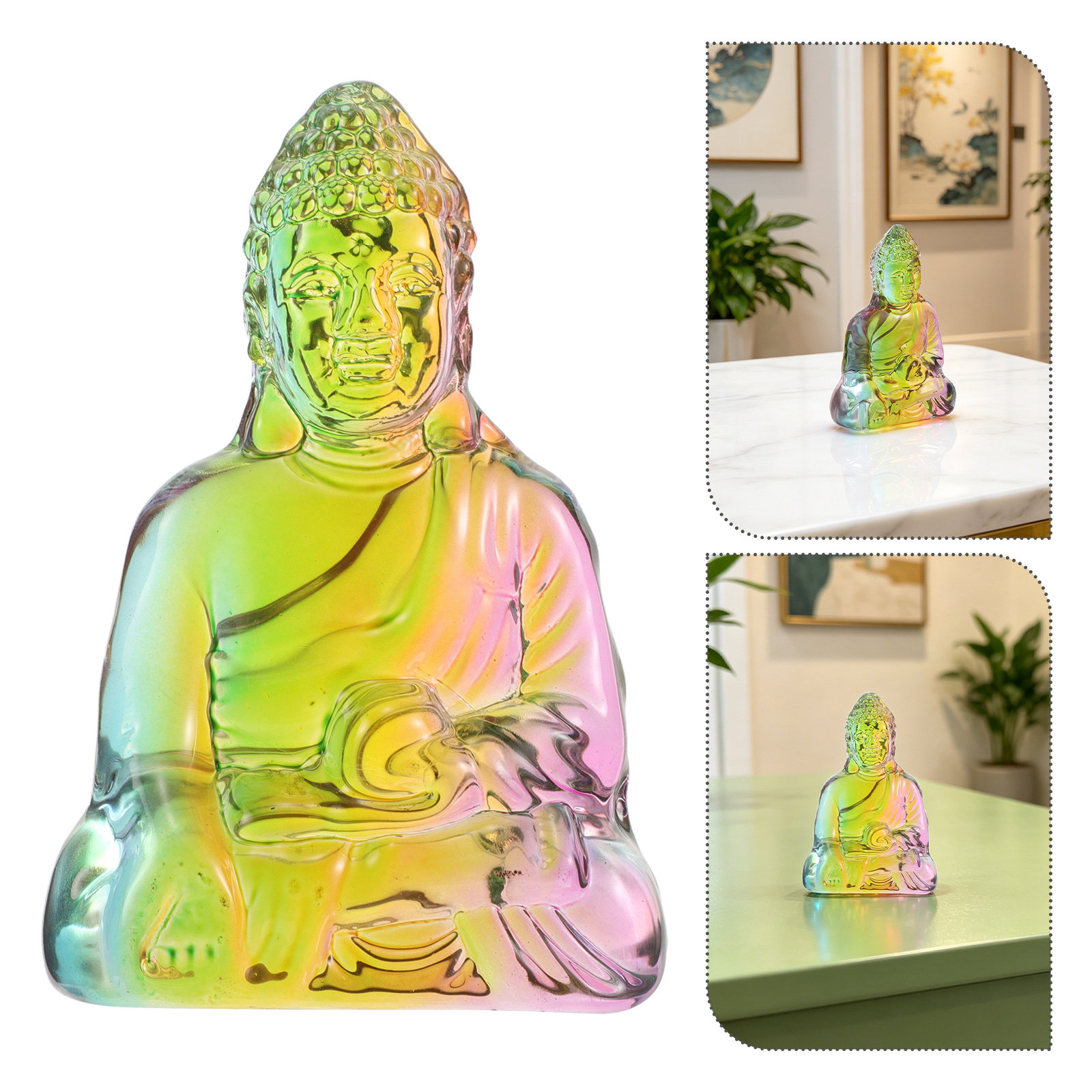 Office Lighting Decor - 4.2 İnç Kristal Buda Heykeli Oturma