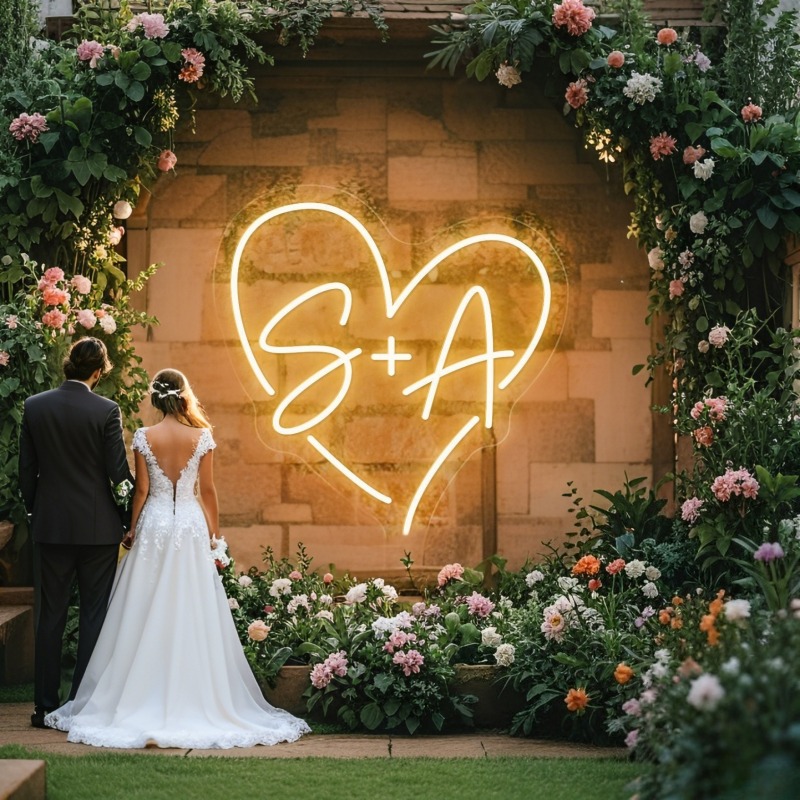 Lighting Decoration For Wedding - Özel Harfleri Kalp LED Neon Burcu,