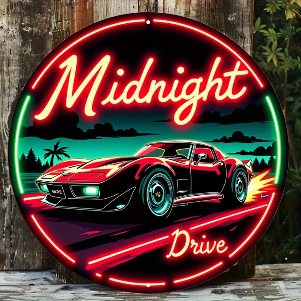 Lighting Decoration Ideas - Vintage Neon Araba Tabelası Gece Sürüşü